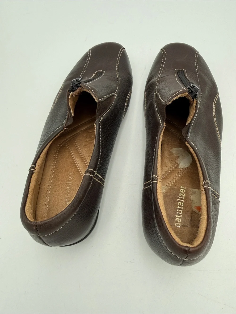 Naturalizer Men's Dark Brown Front-Zip Slip-On Loafers women 8M casual office